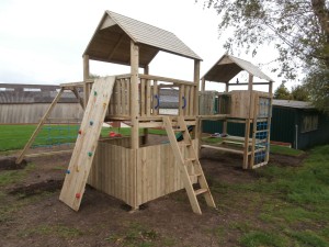 Play Crazy Double Climbing Frame Wooden Tower